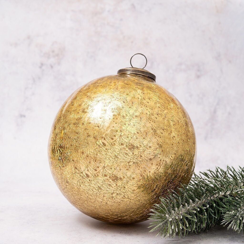 Sfera di vetro craquelé oro XXL da 6"