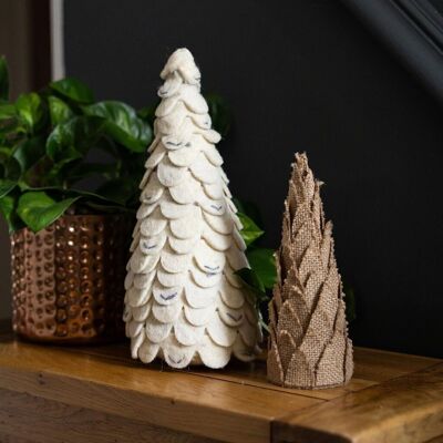 Piccola decorazione per albero di Natale in feltro bianco