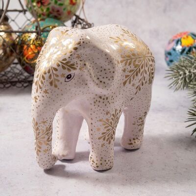 Weiße Schneeflocke-Riesen-Elefanten-Pappmaché-Ornament