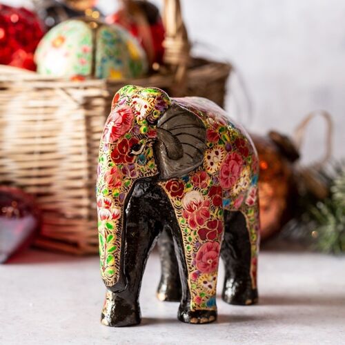 Russian Floral Giant Elephant Paper Mache Ornament