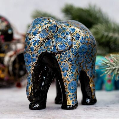 Adorno indio de papel maché con 8 elefantes gigantes
