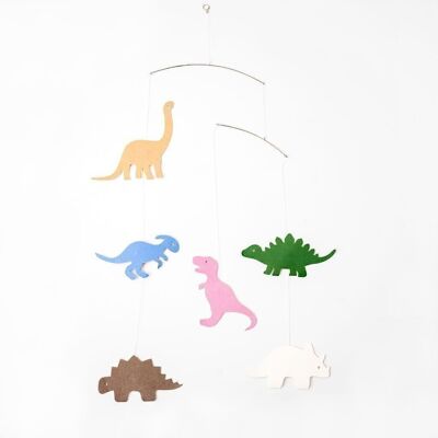 Móvil infantil de dinosaurios de papel multicolor