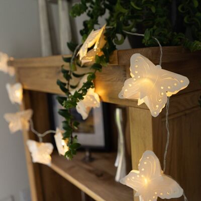 Luces de cadena de papel LED de mariposa blanca