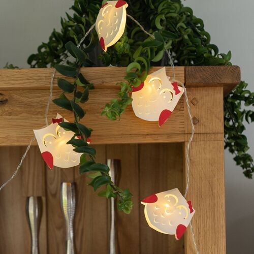 Red & White Owl LED Paper String Lights