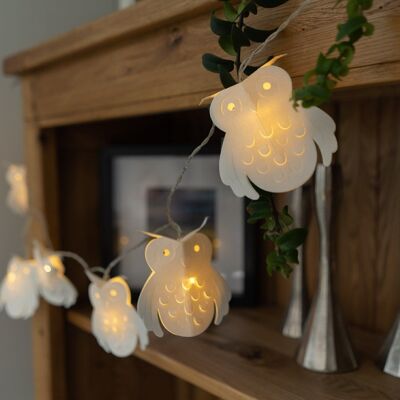 White Owlette LED Paper String Lights