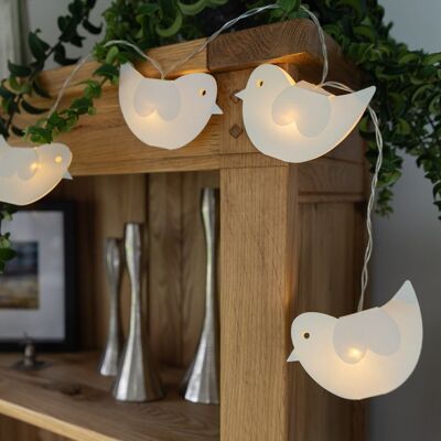 Luces de cadena de papel LED de pájaro blanco