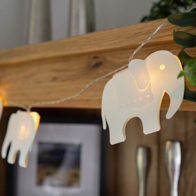 Luces de cadena de papel LED de elefante blanco
