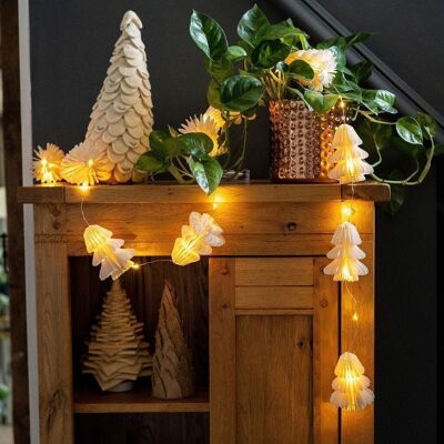 Luces de cadena de papel LED de árbol de Navidad 3D