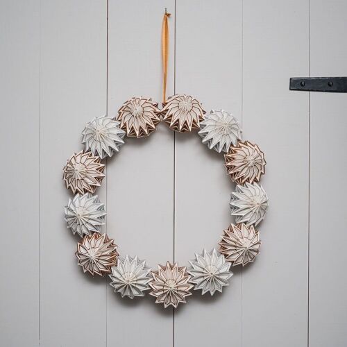 Silver and Copper Paper Flower Wreath