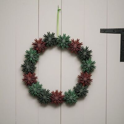 Red and Green Paper Flower Wreath