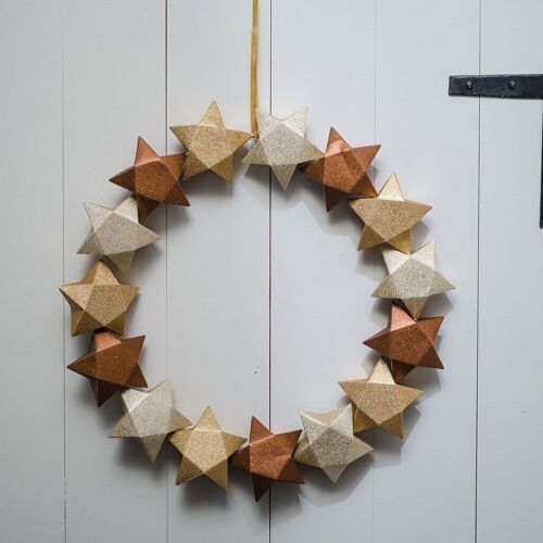 Autumnal Glitter Paper Star Wreath