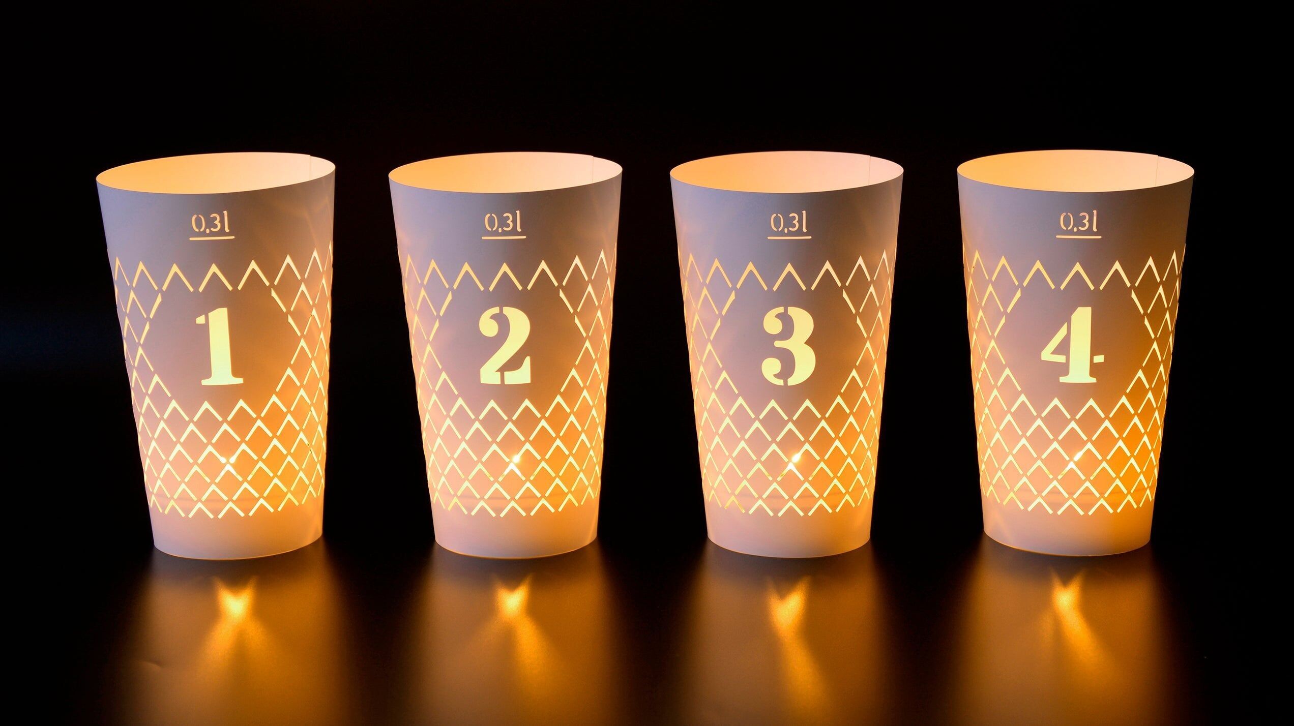 Juego de 4 luces acanaladas Adviento