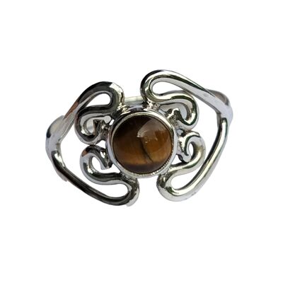 June Birthstone Elegant Natural Tiger's Eye 925 Sterling Silver Ring