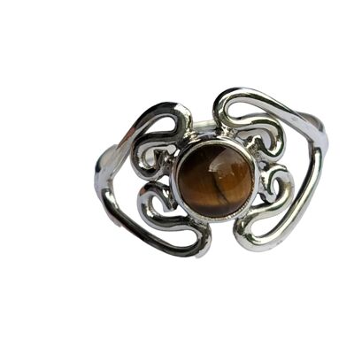June Birthstone Elegant Natural Tiger's Eye 925 Sterling Silver Ring