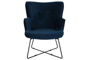 FAUTEUIL MÉTAL POLYESTER 68X76X90 VELOURS BLEU MB206619 6