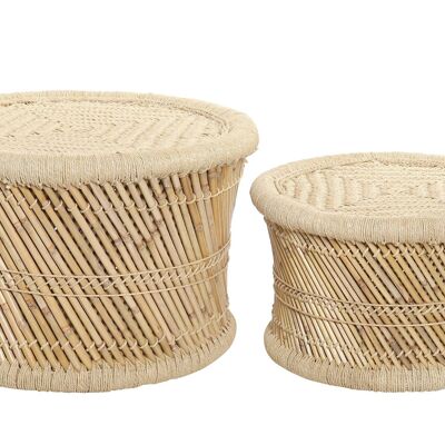 Center Table Set 2 Fiber 63X63X42 Natural MB207347