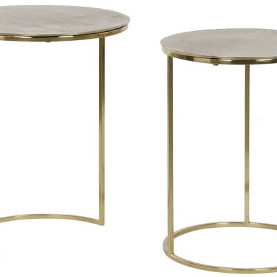 TABLE AUXILIAIRE SET 2 METAL ALUMINIUM 46X46X58 MB207537