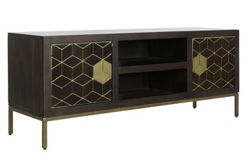 MEUBLE TV MÉTAL ACACIA 140X40X55 MARRON MB207543 1