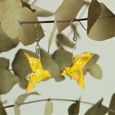 Boucles d'oreilles origami - Couple de colombes orangées