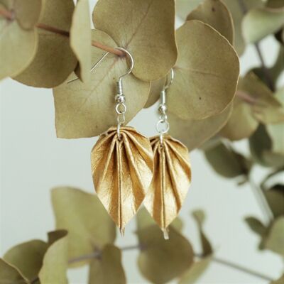 Boucles d'oreilles origami - Petites feuilles doré