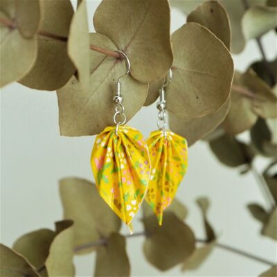 Boucles d'oreilles origami - Petites feuilles orangé