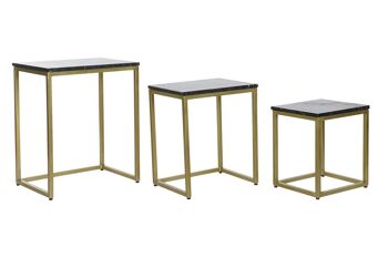 TABLE D'APPOINT SET 3 MARBRE FER 50X35X60 NOIR MB207596 1