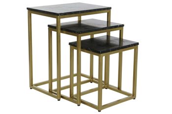 TABLE D'APPOINT SET 3 MARBRE FER 50X35X60 NOIR MB207596 4