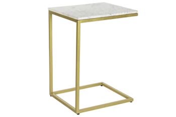 TABLE D'APPOINT MARBRE FER 40X46X65 BLANC MB207601 1