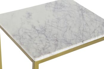 TABLE D'APPOINT MARBRE FER 40X46X65 BLANC MB207601 2