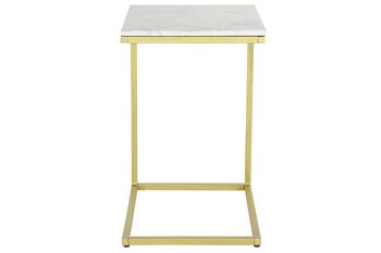 TABLE D'APPOINT MARBRE FER 40X46X65 BLANC MB207601 4