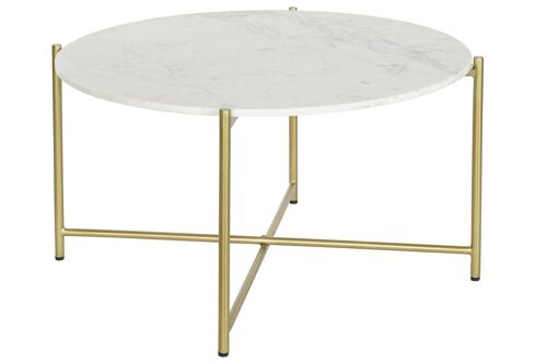 MESA CENTRO HIERRO MARMOL 81X81X44 BLANCO MB207603
