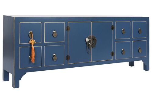 Mueble Tv Abeto Mdf 130X24X51 Oriental Azul MB208297