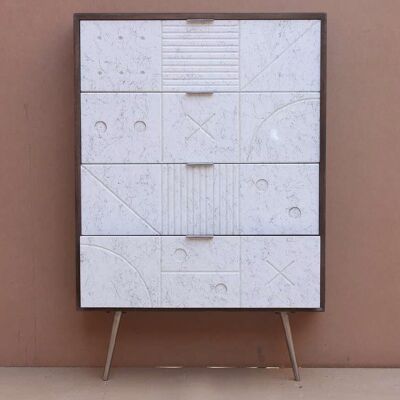 Cajonera Mango Metal 70X40X105 Blanco MB206321