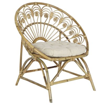 COTTON RATTAN ARMCHAIR 84X70X90 WITH NATURAL CUSHION MB207722