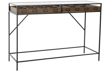 CONSOLE METAL VERRE 120X40X83 NOIR MB207733 1