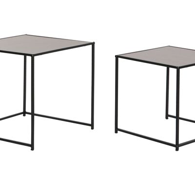 SIDE TABLE SET 2 IRON MDF 40X40X40 BROWN MB206446