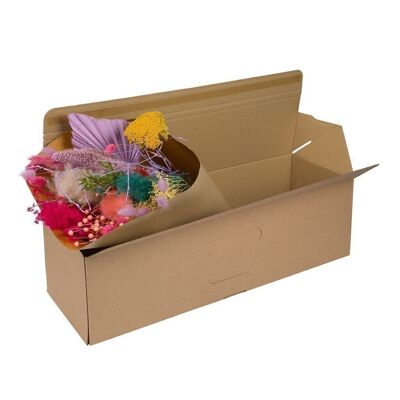 Bouquet de fleurs séchées dans une boîte cadeau - Pastel