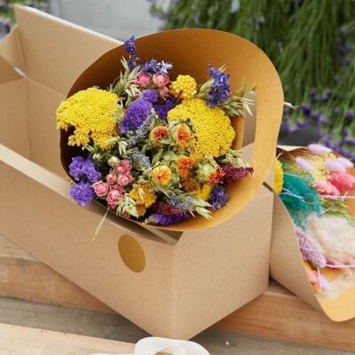 Ramo de flores secas en caja de regalo - Multicolor