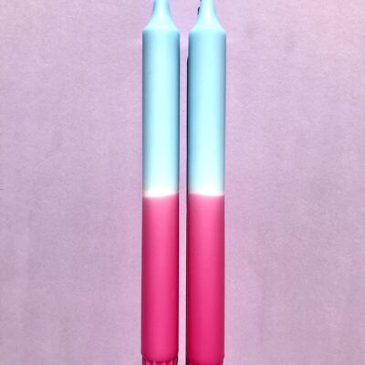 1 vela grande de palo de tinte en rosa * azul claro