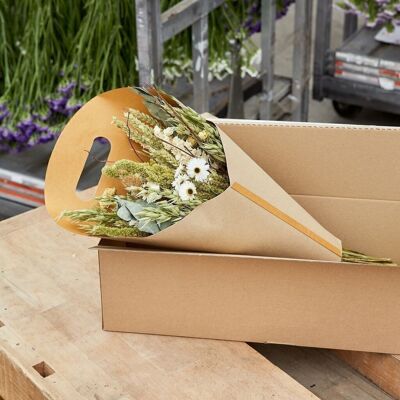 Bouquet de fleurs séchées dans une boîte cadeau - Naturel