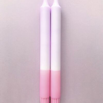 1 vela grande dip dye lila*rosa (pastel)