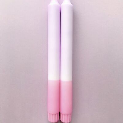 1 vela grande dip dye lila*rosa (pastel)