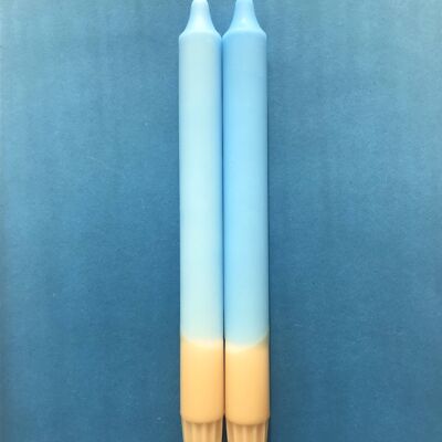 1 large dip dye stick candle "Vitamin Sea", light blue*beige