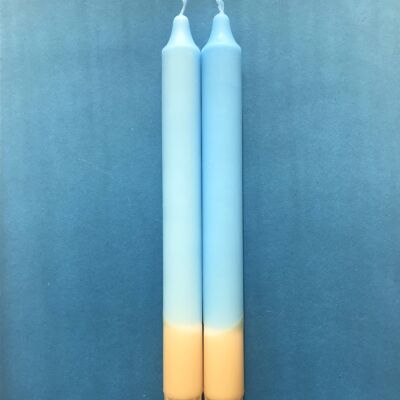 1 large dip dye stick candle "Vitamin Sea", light blue*beige