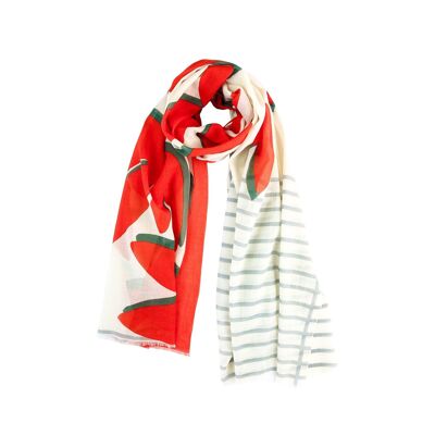 RED BOUQUET ORGANIC COTTON SCARF