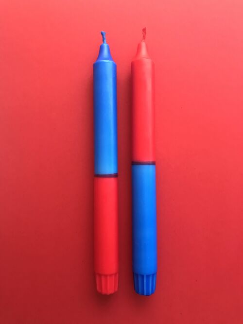 1 große Dip Dye Stabkerze in Rot*Blau