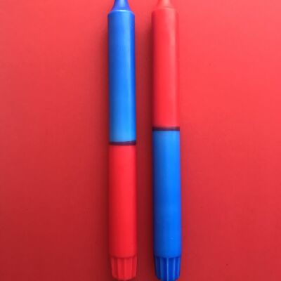 1 große Dip Dye Stabkerze in Rot*Blau