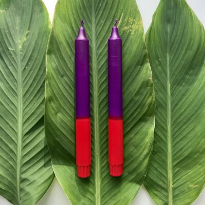 1 large dip dye candle in purple*red