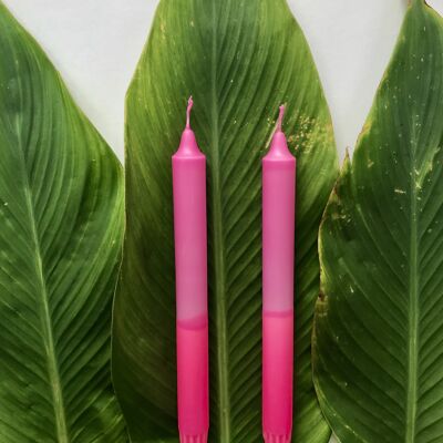 1 large dip dye stick candle in pink*neon pink