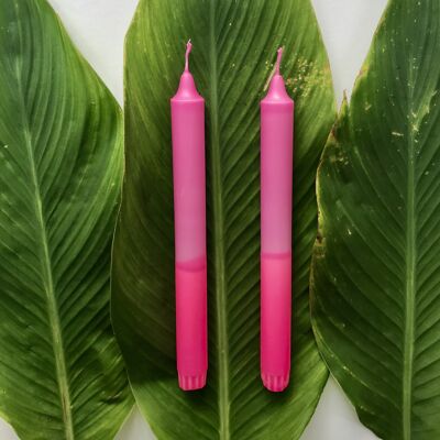 1 large dip dye stick candle in pink*neon pink
